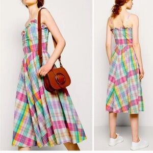 Polo Ralph Lauren Madras Plaid Ruffle Midi Dress Size 6 NWT